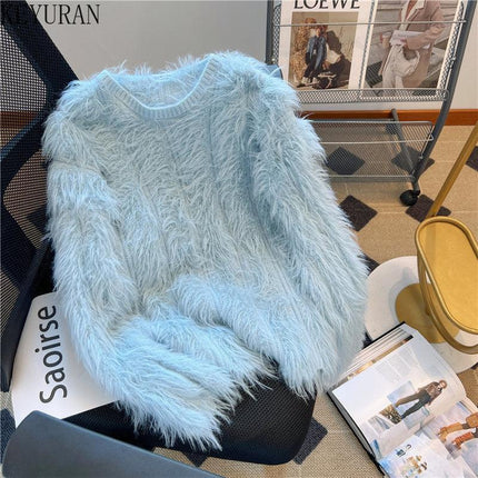 Opulent Korean-Inspired Faux Fur Sweater | Timeless Elegance - Très Elite
