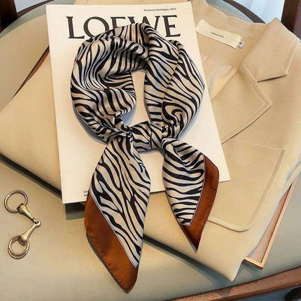 Opulent Leopard Print Silk Square Scarf - Elevate Your Style with Elegance - Très Elite