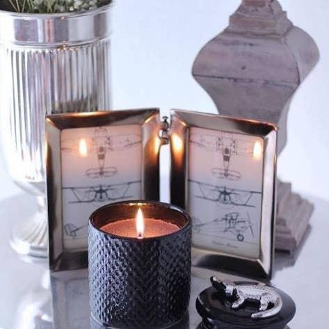 Opulent Silver Crocodile Wood Charnel Candle - Elegant Aroma with Gold Crocodile Detail by Thompson Ferrier