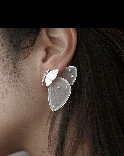 Radiant Butterfly Zircon Studs - Elegant 925 Sterling Silver Earrings for a Dazzling Finish