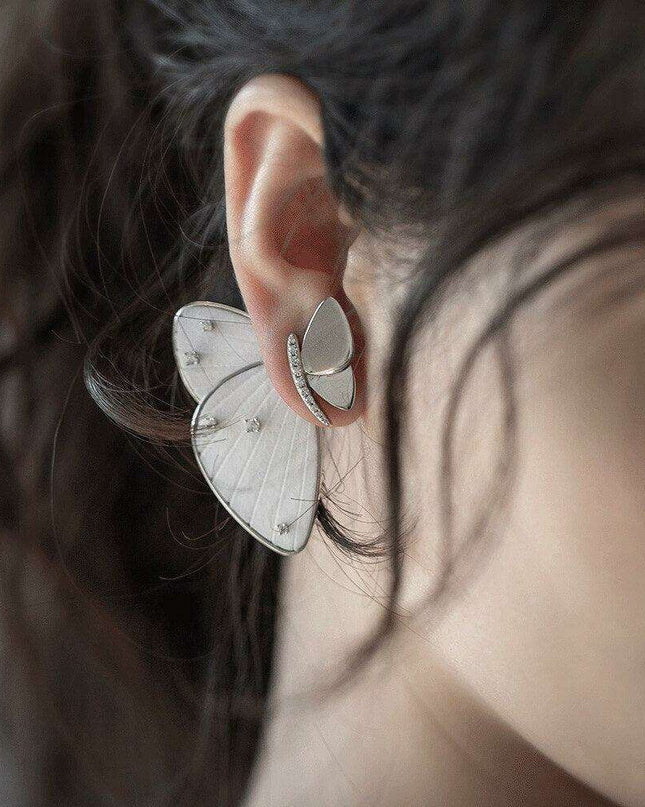 Radiant Butterfly Zircon Studs - Elegant 925 Sterling Silver Earrings for a Dazzling Finish