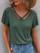 Cross Straps V-Neck Tee with Dropped Shoulder Sleeves