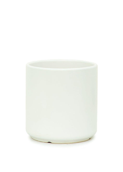 Sleek Modern 5" White Ceramic Planter with Customizable Drainage Option