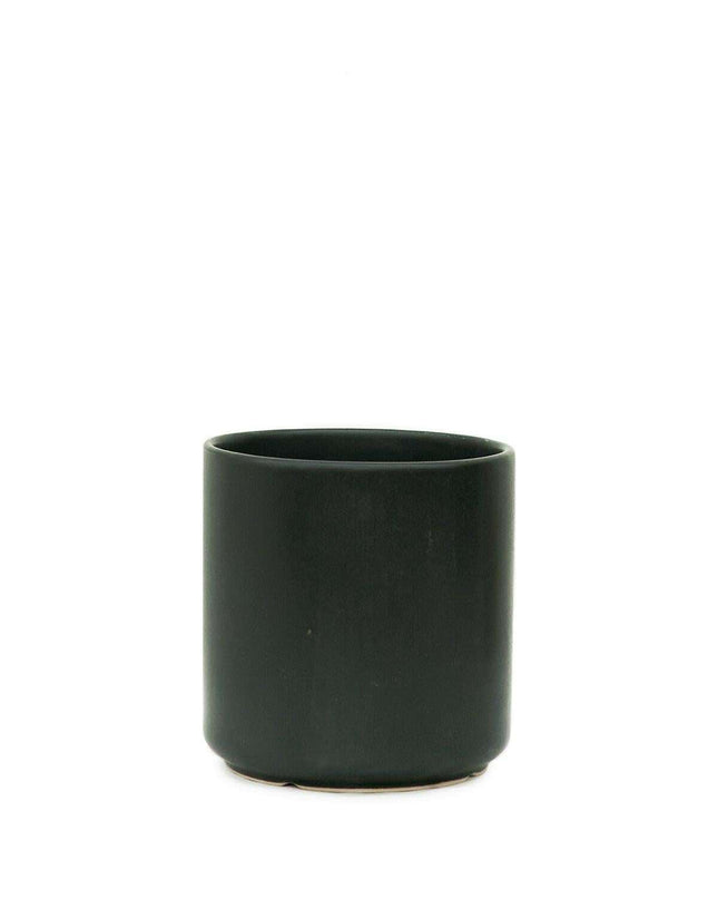 Sleek 5" Matte Black Ceramic Planter with Customizable Drainage