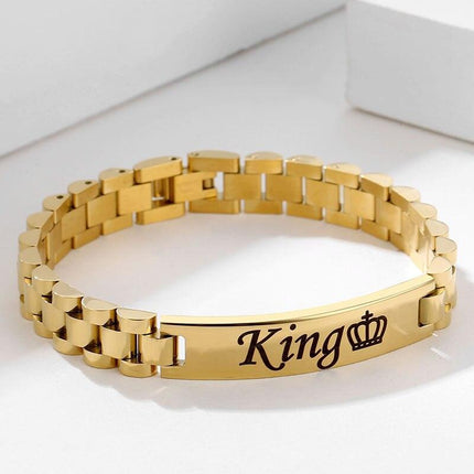 Personalized 18K Gold-Plated Stainless Steel Name ID Bangle Bracelet