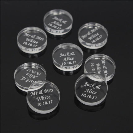 Personalized Elegant Silver Mirror Round Decor Tokens - Pack of 50 - Très Elite