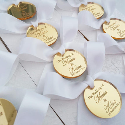 Personalized Elegant Silver Mirror Round Decor Tokens - Pack of 50 - Très Elite
