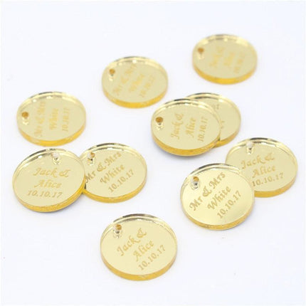Personalized Elegant Silver Mirror Round Decor Tokens - Pack of 50 - Très Elite