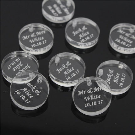 Personalized Elegant Silver Mirror Round Decor Tokens - Pack of 50 - Très Elite