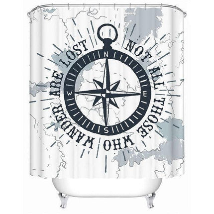 Personalized Nautical Compass Bath Curtain for Unique Bathroom Style
