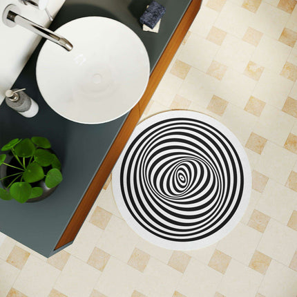 Personalized Optical Illusion Round Bath Mat - Unique Abstract Design for Stylish Bathroom Decor - Très Elite