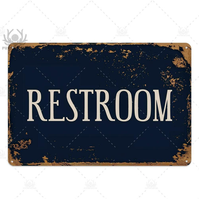 Personalized Retro Metal Bathroom Sign: Timeless Vintage Decor for Your Home