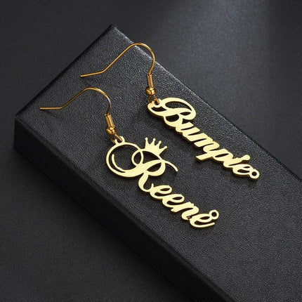 Personalized Stainless Steel Name Dangle Earrings - Elegant Custom Jewelry for Women - Très Elite