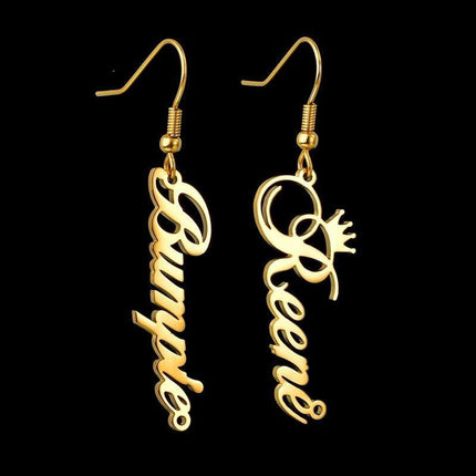 Personalized Stainless Steel Name Dangle Earrings - Elegant Custom Jewelry for Women - Très Elite