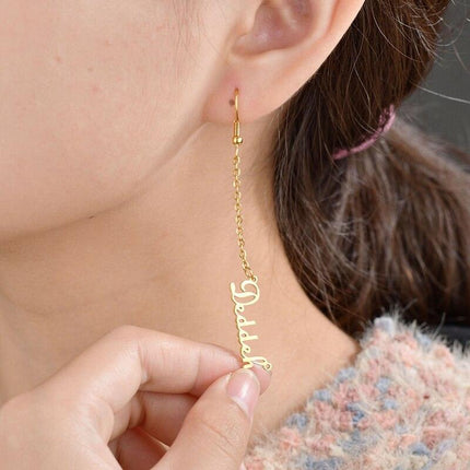 Personalized Stainless Steel Name Dangle Earrings - Elegant Custom Jewelry for Women - Très Elite