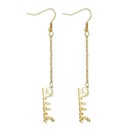 Personalized Stainless Steel Name Dangle Earrings - Elegant Custom Jewelry for Women - Très Elite