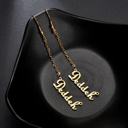 Personalized Stainless Steel Name Dangle Earrings - Elegant Custom Jewelry for Women - Très Elite