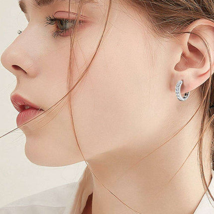 Personalized Sterling Silver Huggie Earrings with Sparkling Lab-Diamond Accents