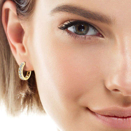 Personalized Sterling Silver Huggie Earrings with Sparkling Lab-Diamond Accents