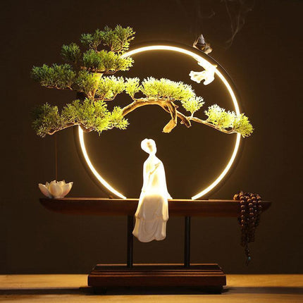 Pine Serenity LED Waterfall Incense Burner Set - Relaxing Home Accent