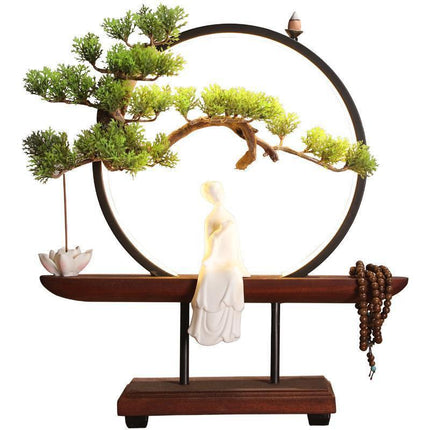 Pine Serenity LED Waterfall Incense Burner Set - Relaxing Home Accent