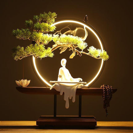 Pine Serenity LED Waterfall Incense Burner Set - Relaxing Home Accent