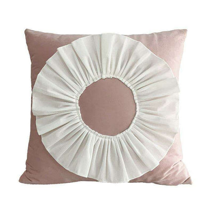 Pink and White Floral Velvet Tufted Throw Pillow Set with Fringe Trimming - Très Elite