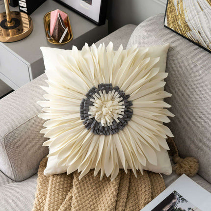 Pink and White Floral Velvet Tufted Throw Pillow Set with Fringe Trimming - Très Elite
