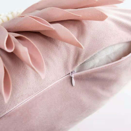 Pink and White Floral Velvet Tufted Throw Pillow Set with Fringe Trimming - Très Elite