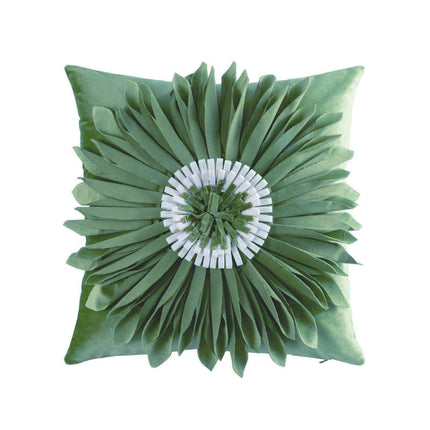 Pink and White Floral Velvet Tufted Throw Pillow Set with Fringe Trimming - Très Elite