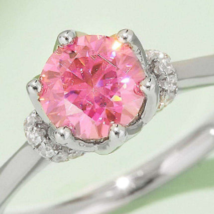 Platinum-Plated 1 Carat Moissanite Sterling Silver Ring - Elegant Fine Jewelry