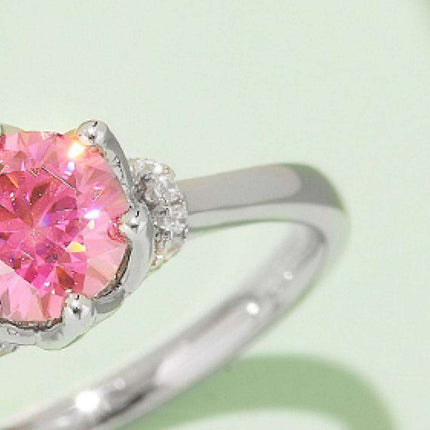 Platinum-Plated 1 Carat Moissanite Sterling Silver Ring - Elegant Fine Jewelry