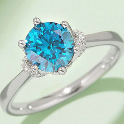 Platinum-Plated 1 Carat Moissanite Sterling Silver Ring - Elegant Fine Jewelry