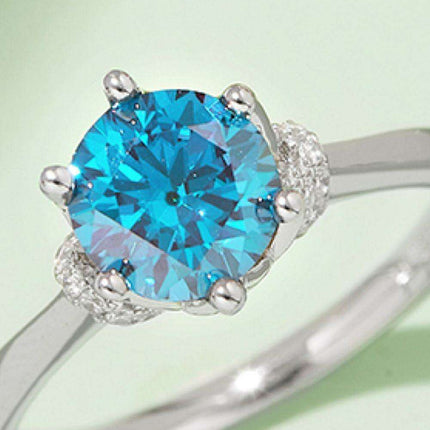 Platinum-Plated 1 Carat Moissanite Sterling Silver Ring - Elegant Fine Jewelry