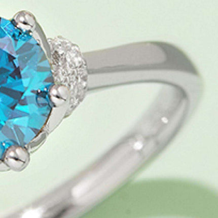 Platinum-Plated 1 Carat Moissanite Sterling Silver Ring - Elegant Fine Jewelry