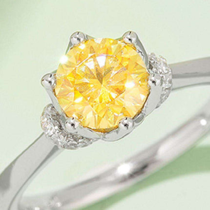 Platinum-Plated 1 Carat Moissanite Sterling Silver Ring - Elegant Fine Jewelry