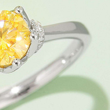 Platinum-Plated 1 Carat Moissanite Sterling Silver Ring - Elegant Fine Jewelry