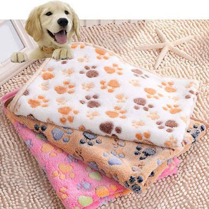 Plush Paw Print Pet Mat - Cozy Fleece Blanket Cushion for Animals