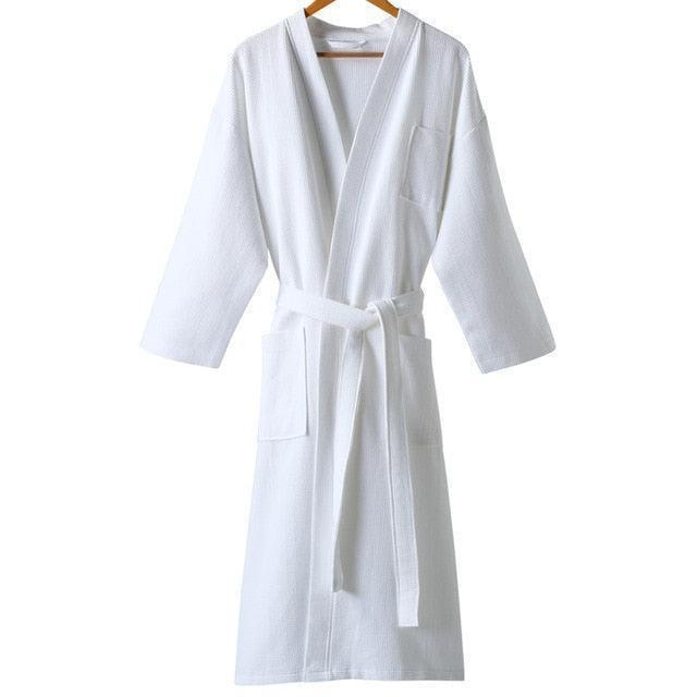 Plush Unisex Waffle Weave Cotton Bathrobe - Ultimate Comfort Experience