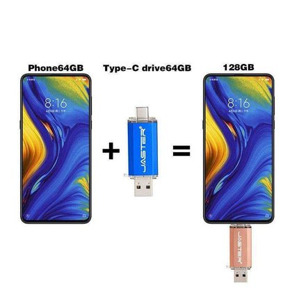 Premium 2-in-1 Type-C USB Flash Drive - Golden Metal Design with High-Speed Data Transfer and Enhanced Security - Très Elite