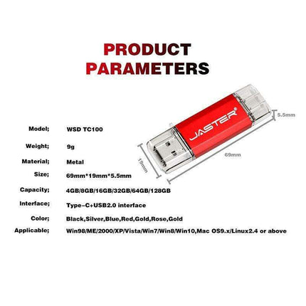 Premium 2-in-1 Type-C USB Flash Drive - Golden Metal Design with High-Speed Data Transfer and Enhanced Security - Très Elite