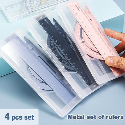 Professional Geometry Tool Kit: Premium Metal Ruler and Protractor Set - Enhance Your Design Capabilities - Très Elite