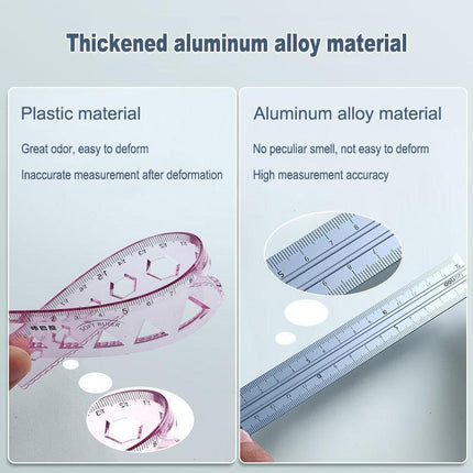 Professional Geometry Tool Kit: Premium Metal Ruler and Protractor Set - Enhance Your Design Capabilities - Très Elite