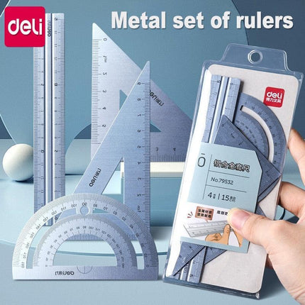 Professional Geometry Tool Kit: Premium Metal Ruler and Protractor Set - Enhance Your Design Capabilities - Très Elite