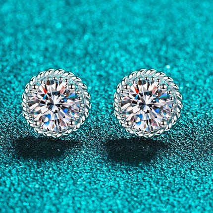 Radiant 1 Carat Lab-Diamond Sterling Silver Earrings with Rhodium Plating - Classic Elegance Lab-Diamond Earrings