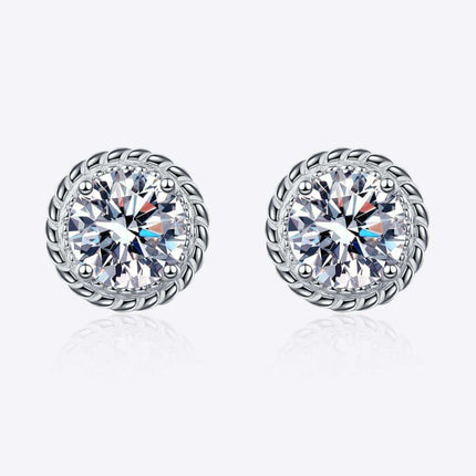 Radiant 1 Carat Lab-Diamond Sterling Silver Earrings with Rhodium Plating - Classic Elegance Lab-Diamond Earrings