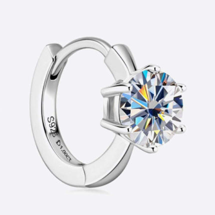 Radiant 1 Carat Moissanite Huggie Earrings in Premium Sterling Silver - Exquisite Platinum and Gold Options