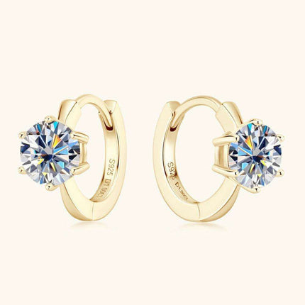Radiant 1 Carat Moissanite Huggie Earrings in Premium Sterling Silver - Exquisite Platinum and Gold Options