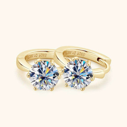 Radiant 1 Carat Moissanite Huggie Earrings in Premium Sterling Silver - Exquisite Platinum and Gold Options