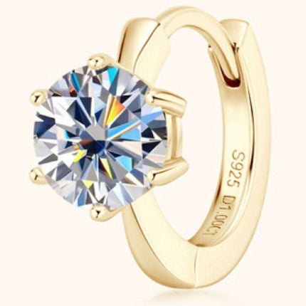 Radiant 1 Carat Moissanite Huggie Earrings in Premium Sterling Silver - Exquisite Platinum and Gold Options
